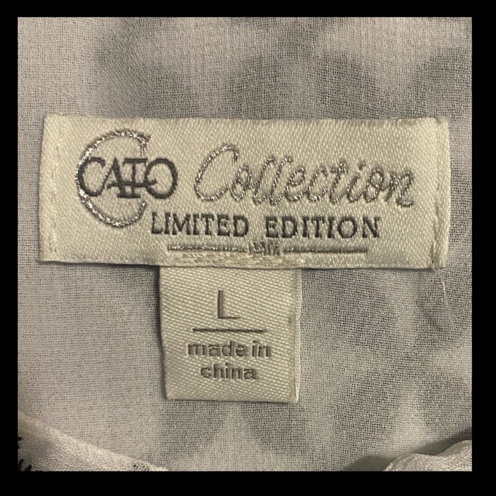 Cato Cotton Cottage Blouse Ruffle Tie Neck Long Sleeve Size L - Picture 3 of 10